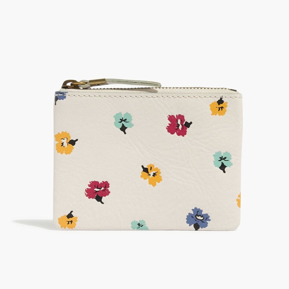 Floral Print Cream Pouch